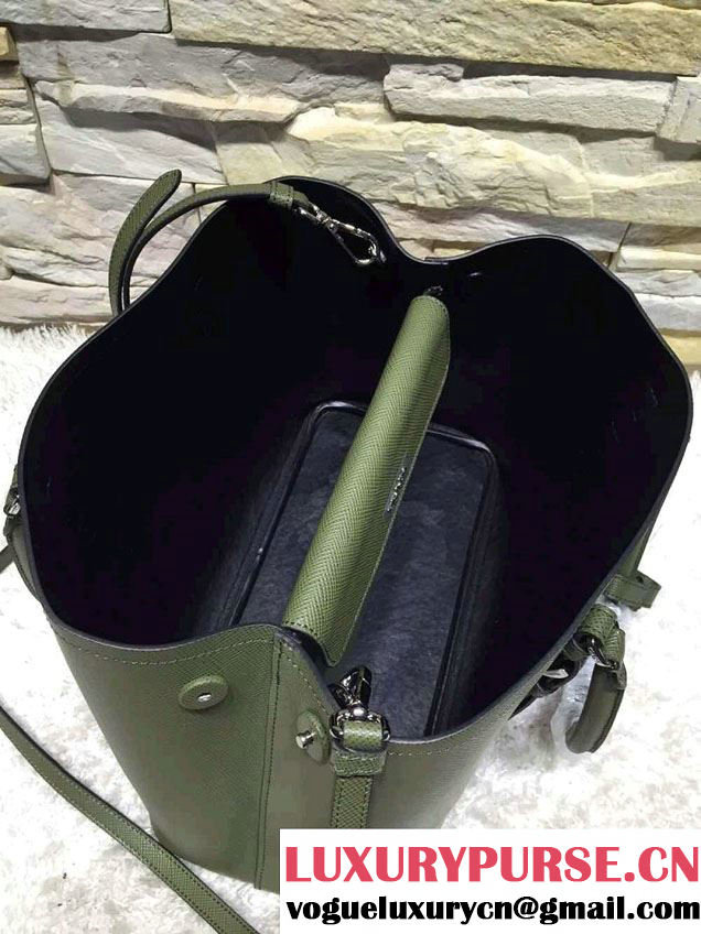 Prada Saffiano Cuir Leather Tote Small Bag BN2838 Green 2015