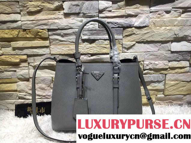 Prada Saffiano Cuir Leather Tote Small Bag BN2838 Gray 2015