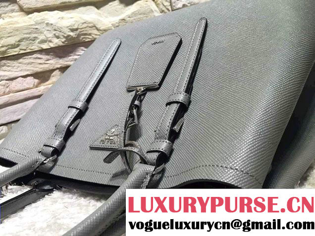 Prada Saffiano Cuir Leather Tote Small Bag BN2838 Gray 2015