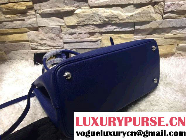 Prada Saffiano Cuir Leather Tote Small Bag BN2838 Blue 2015