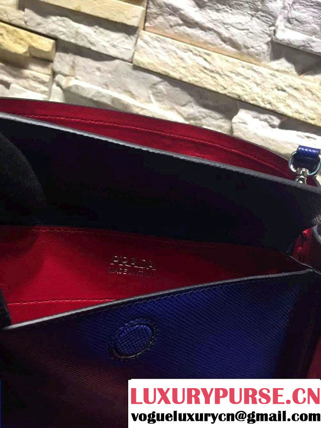 Prada Saffiano Cuir Leather Tote Small Bag BN2838 Blue 2015