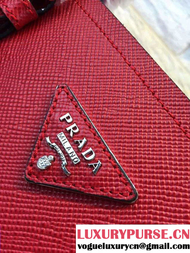 Prada Saffiano Cuir Leather Tote Small Bag BN2838 Red 2015