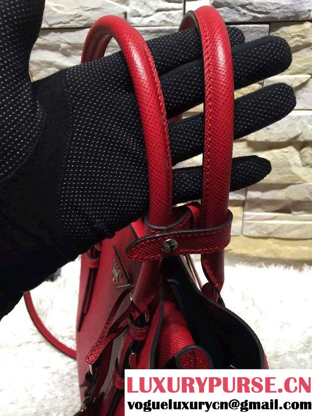 Prada Saffiano Cuir Leather Tote Small Bag BN2838 Red 2015