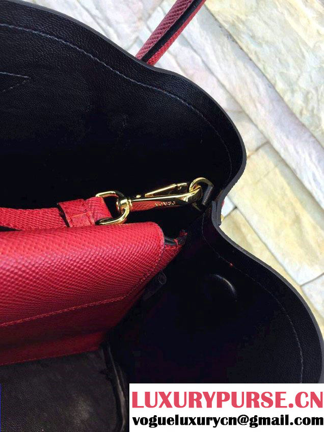 Prada Saffiano Cuir Leather Double Tote Mini Bag BN2668 Red 2015