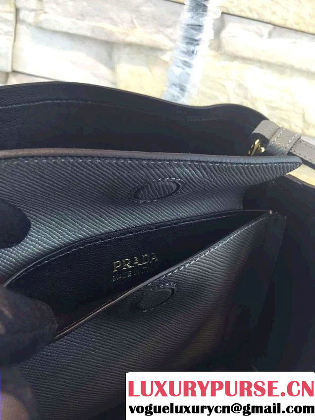 Prada Saffiano Cuir Leather Double Tote Mini Bag BN2668 Gray 2015