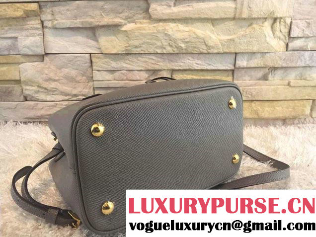 Prada Saffiano Cuir Leather Double Tote Mini Bag BN2668 Gray 2015