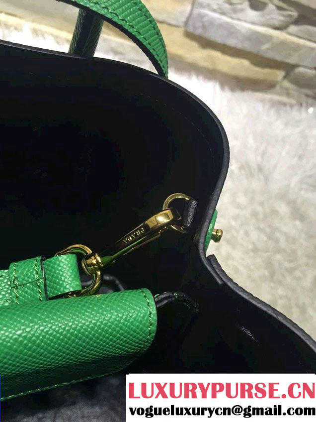 Prada Saffiano Cuir Leather Double Tote Mini Bag BN2668 Green 2015
