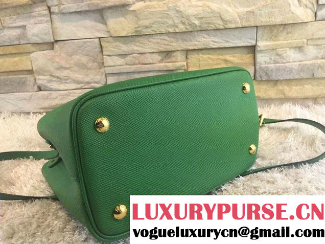 Prada Saffiano Cuir Leather Double Tote Mini Bag BN2668 Green 2015
