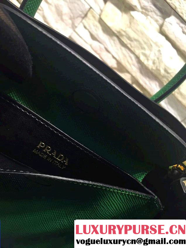 Prada Saffiano Cuir Leather Double Tote Mini Bag BN2668 Green 2015