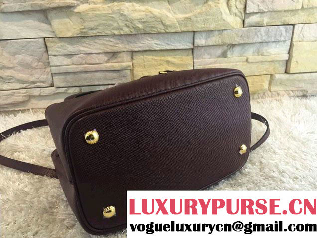 Prada Saffiano Cuir Leather Double Tote Mini Bag BN2668 Burgundy 2015