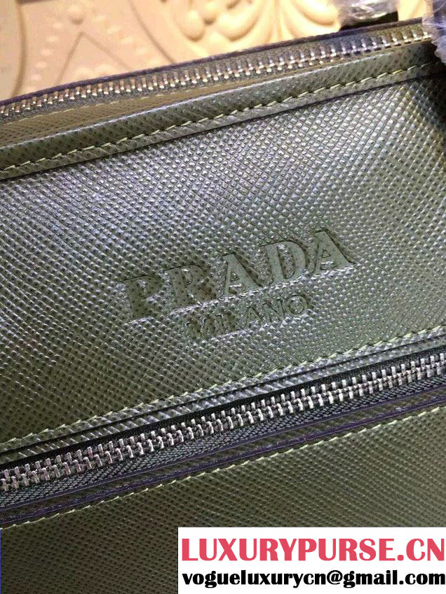 Prada Saffiano Leather Briefcase Bag VA1052 Green