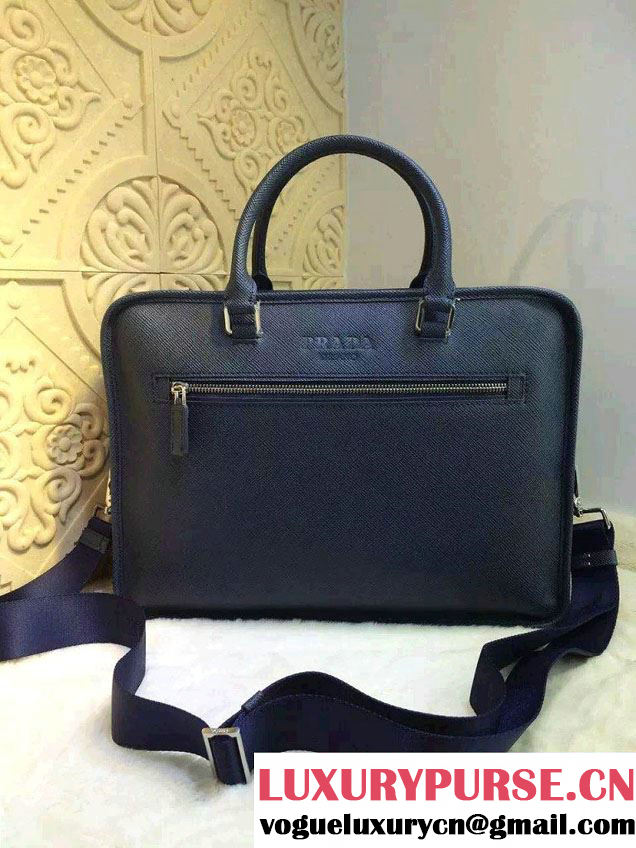 Prada Saffiano Leather Briefcase Bag VA1052 Royal Blue