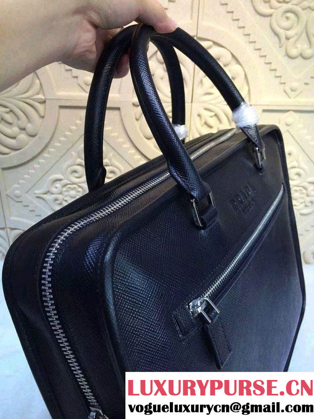 Prada Saffiano Leather Briefcase Bag VA1052 Black