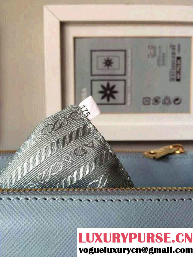 Prada Saffiano Cuir Leather Tote Bag BN2361/BN1801/BN2274 Lake Blue