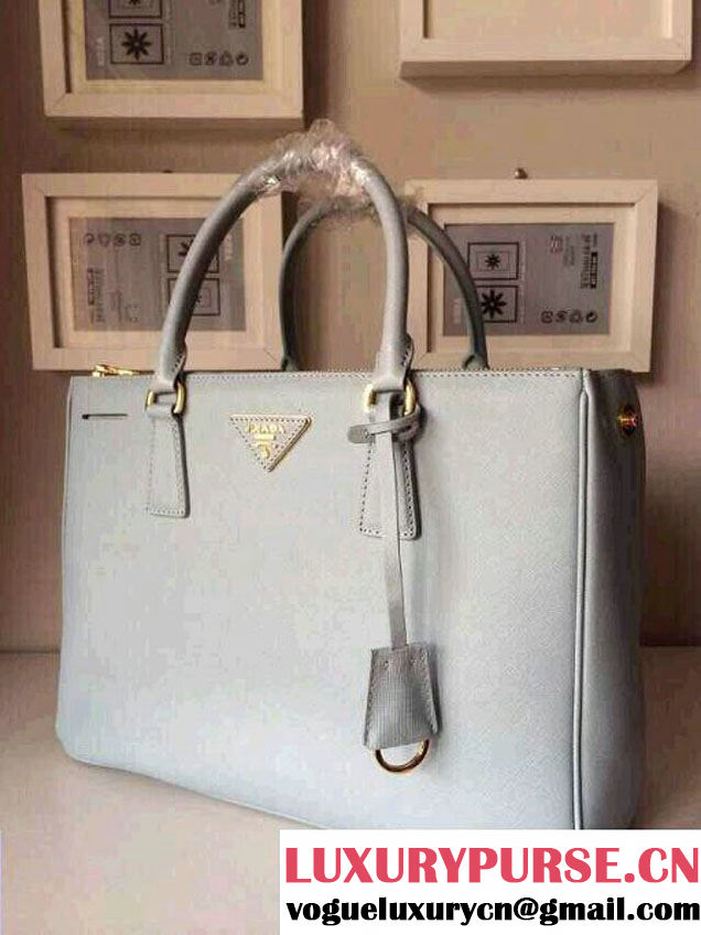 Prada Saffiano Cuir Leather Tote Bag BN2361/BN1801/BN2274 Lake Blue