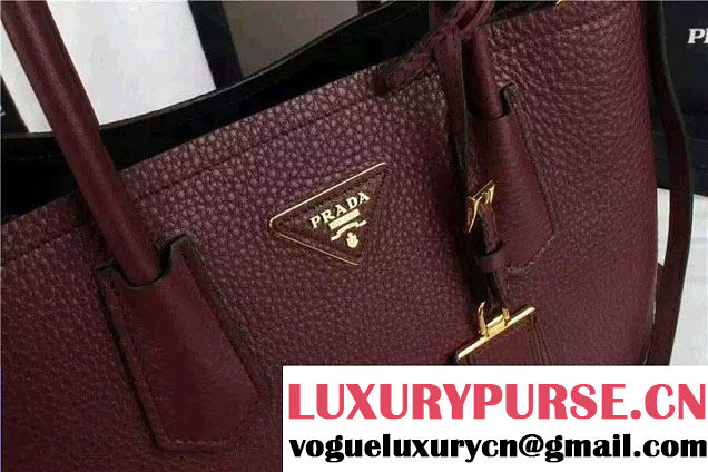 Prada Saffiano Cuir Leather Tote Small Bag BN2775 Burgundy 2015