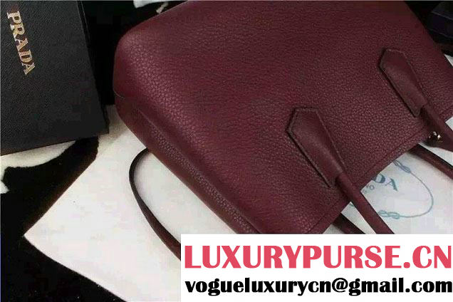Prada Saffiano Cuir Leather Tote Small Bag BN2775 Burgundy 2015