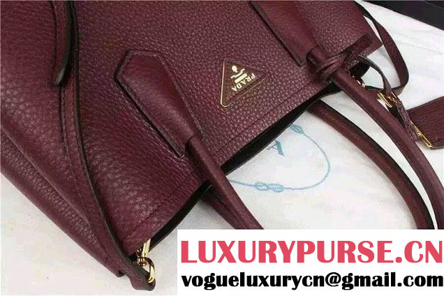 Prada Saffiano Cuir Leather Tote Small Bag BN2775 Burgundy 2015