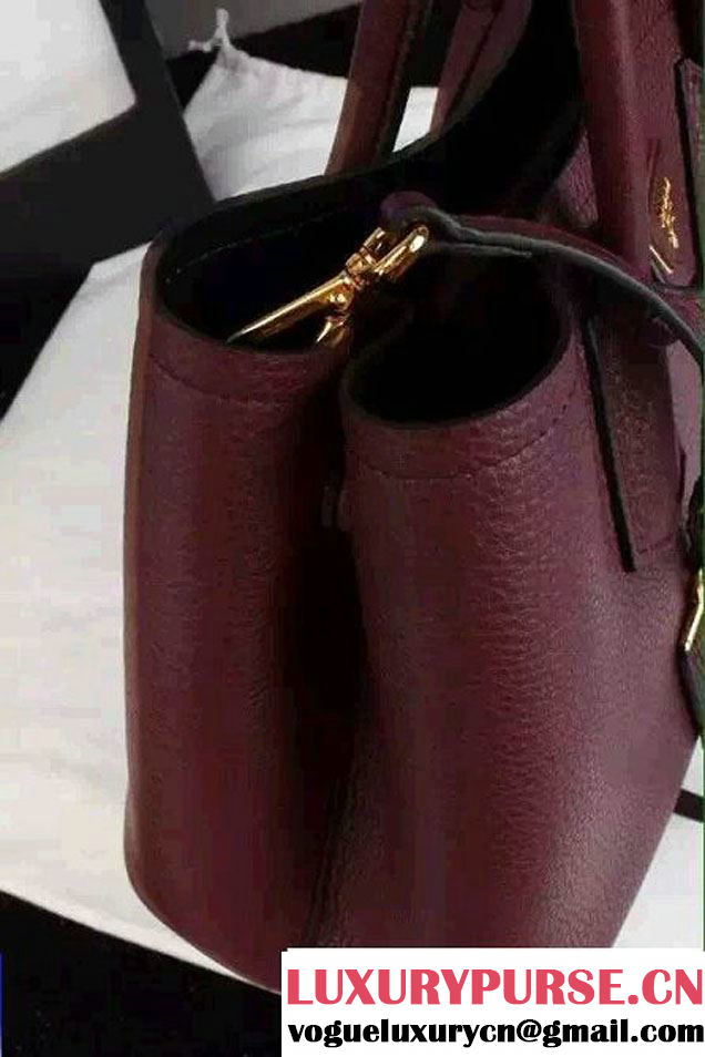 Prada Saffiano Cuir Leather Tote Small Bag BN2775 Burgundy 2015