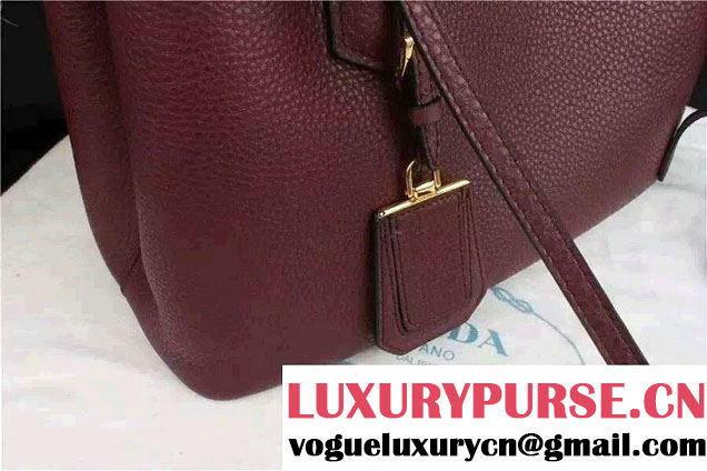Prada Saffiano Cuir Leather Tote Small Bag BN2775 Burgundy 2015