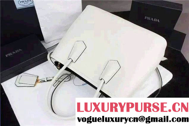 Prada Saffiano Cuir Leather Tote Small Bag BN2775 White 2015