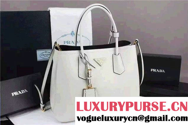 Prada Saffiano Cuir Leather Tote Small Bag BN2775 White 2015