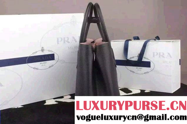 Prada Saffiano Cuir Leather Tote Small Bag BN2775 Black/Pink 2015