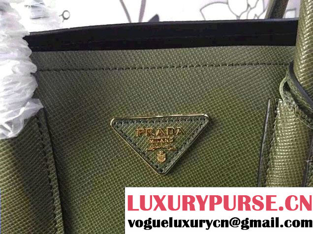 Prada Saffiano Cuir Leather Tote Small Bag BN2775 Dark Green 2015