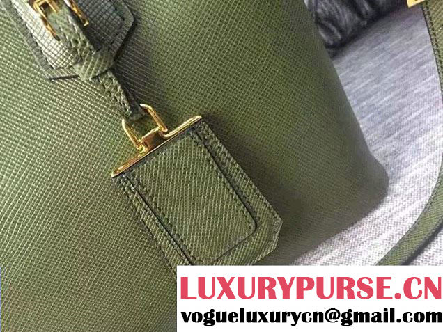 Prada Saffiano Cuir Leather Tote Small Bag BN2775 Dark Green 2015