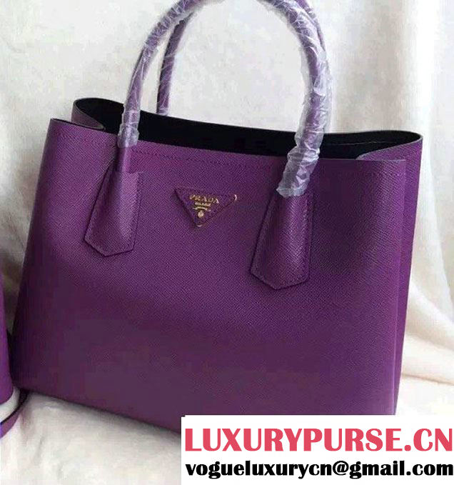 Prada Saffiano Cuir Leather Tote Small Bag BN2775 Purple 2015