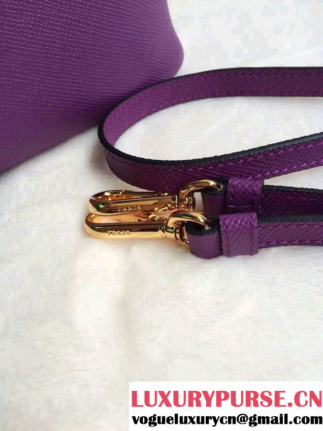 Prada Saffiano Cuir Leather Tote Small Bag BN2775 Purple 2015
