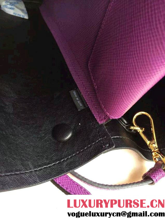 Prada Saffiano Cuir Leather Tote Small Bag BN2775 Purple 2015