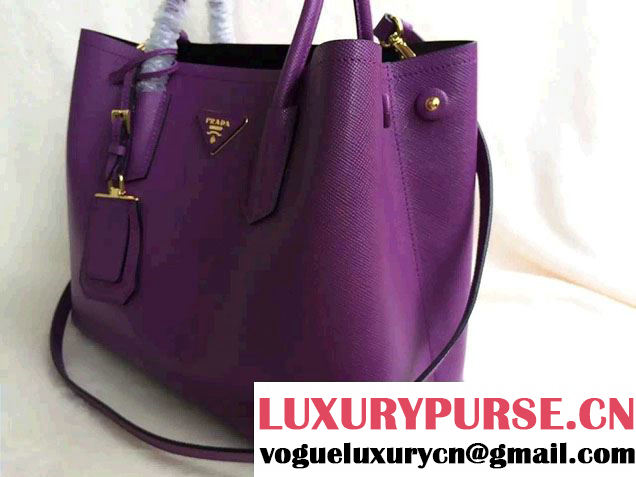 Prada Saffiano Cuir Leather Tote Small Bag BN2775 Purple 2015