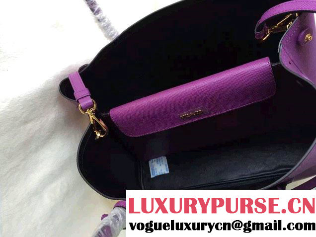 Prada Saffiano Cuir Leather Tote Small Bag BN2775 Purple 2015
