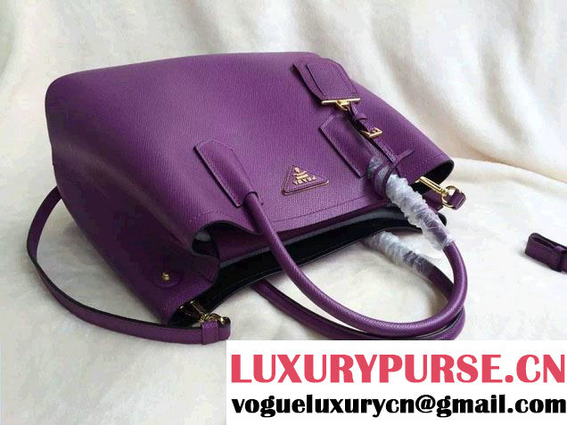 Prada Saffiano Cuir Leather Tote Small Bag BN2775 Purple 2015