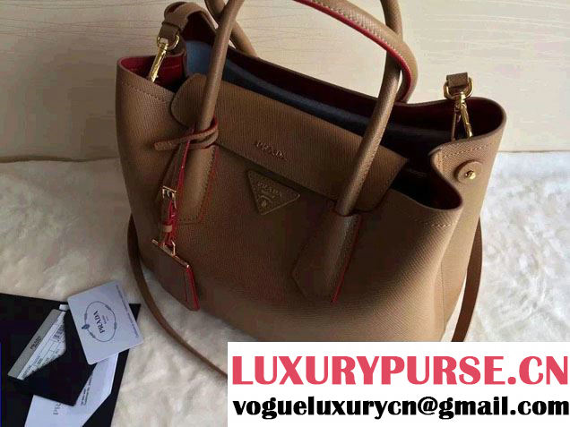 Prada Saffiano Cuir Leather Tote Small Bag BN2775 Camel 2015