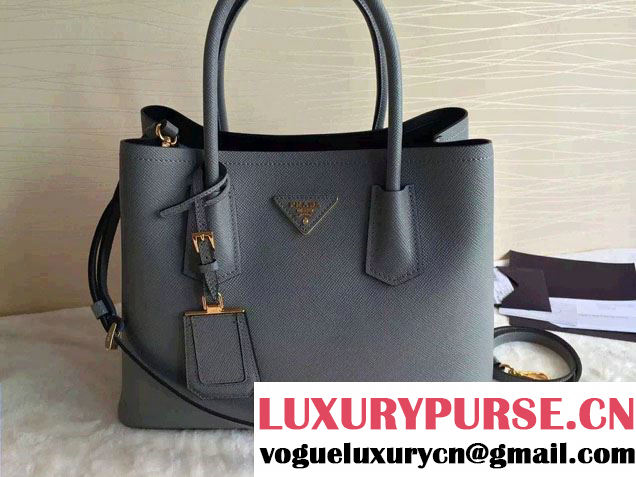 Prada Saffiano Cuir Leather Tote Small Bag BN2775 Gray 2015