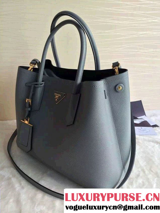 Prada Saffiano Cuir Leather Tote Small Bag BN2775 Gray 2015