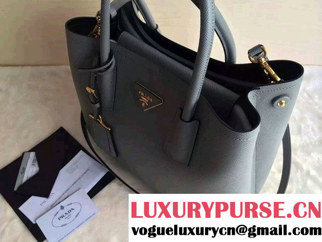 Prada Saffiano Cuir Leather Tote Small Bag BN2775 Gray 2015