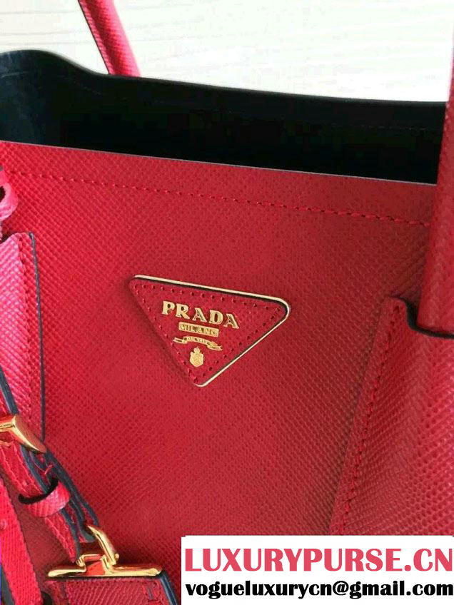 Prada Saffiano Cuir Leather Tote Small Bag BN2775 Red 2015