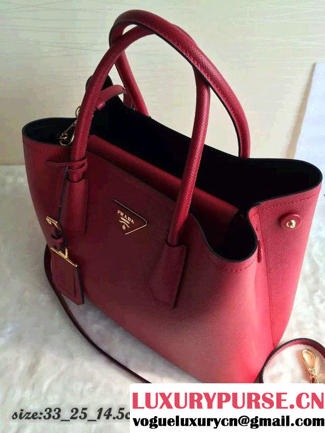Prada Saffiano Cuir Leather Tote Small Bag BN2775 Red 2015
