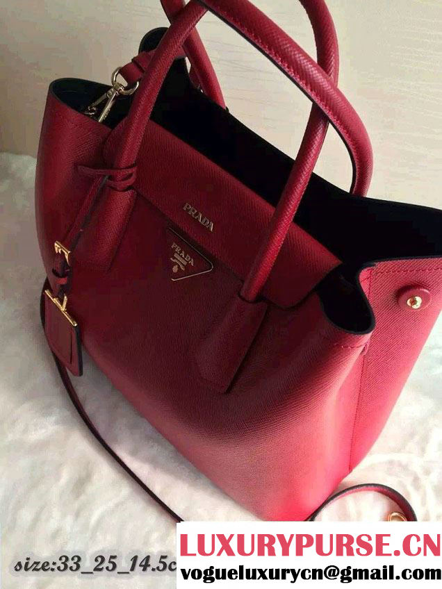 Prada Saffiano Cuir Leather Tote Small Bag BN2775 Red 2015