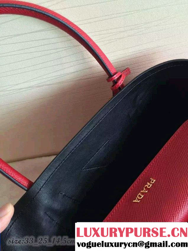 Prada Saffiano Cuir Leather Tote Small Bag BN2775 Red 2015