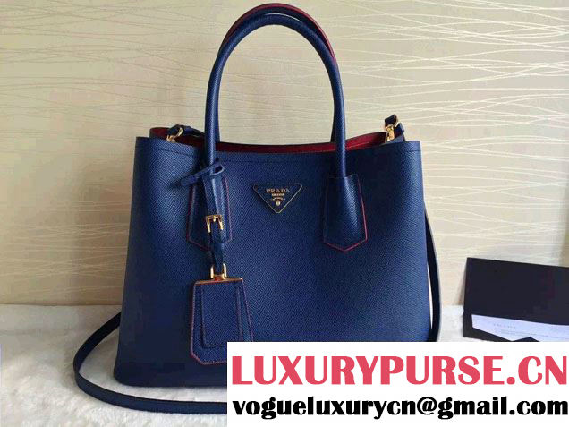 Prada Saffiano Cuir Leather Tote Small Bag BN2775 Royal Blue 2015