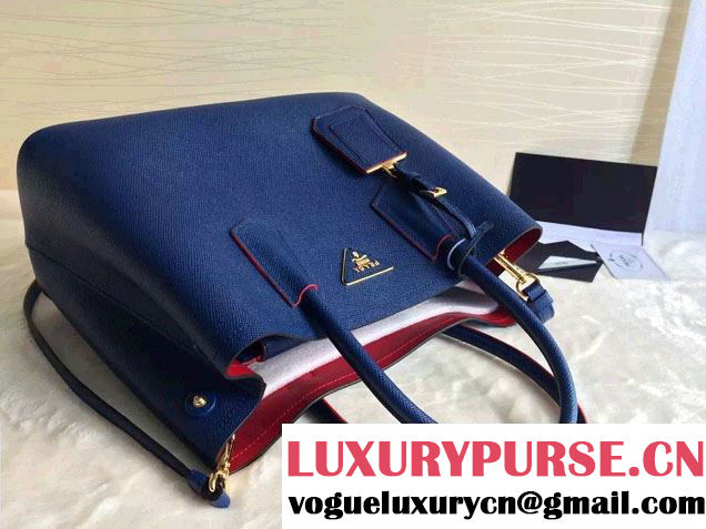 Prada Saffiano Cuir Leather Tote Small Bag BN2775 Royal Blue 2015