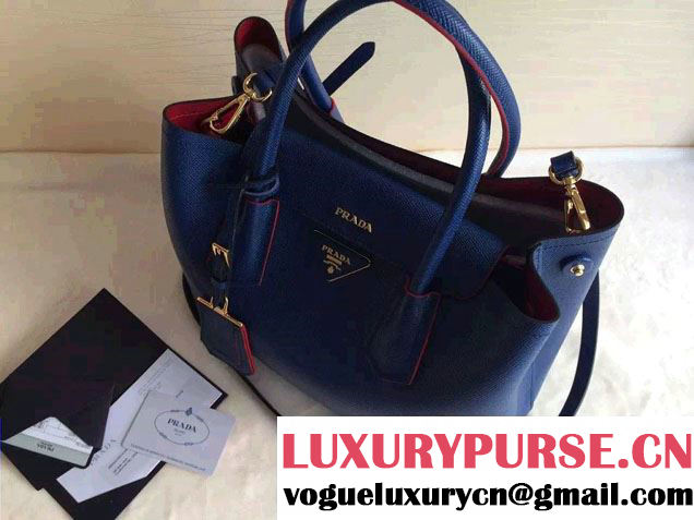 Prada Saffiano Cuir Leather Tote Small Bag BN2775 Royal Blue 2015