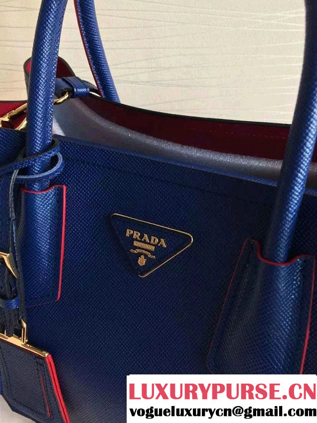 Prada Saffiano Cuir Leather Tote Small Bag BN2775 Royal Blue 2015