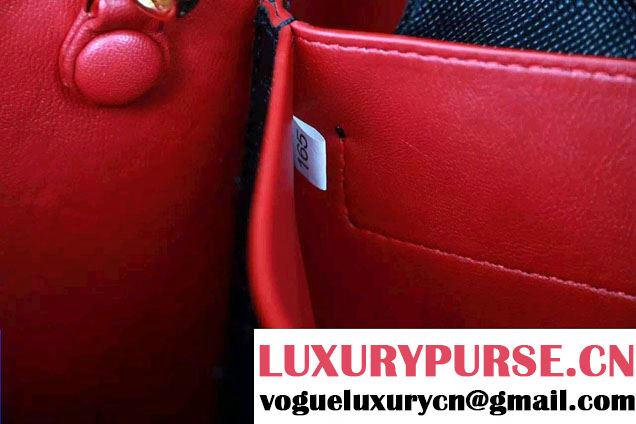 Prada Saffiano Cuir Leather Tote Small Bag BN2775 Black/Red 2015