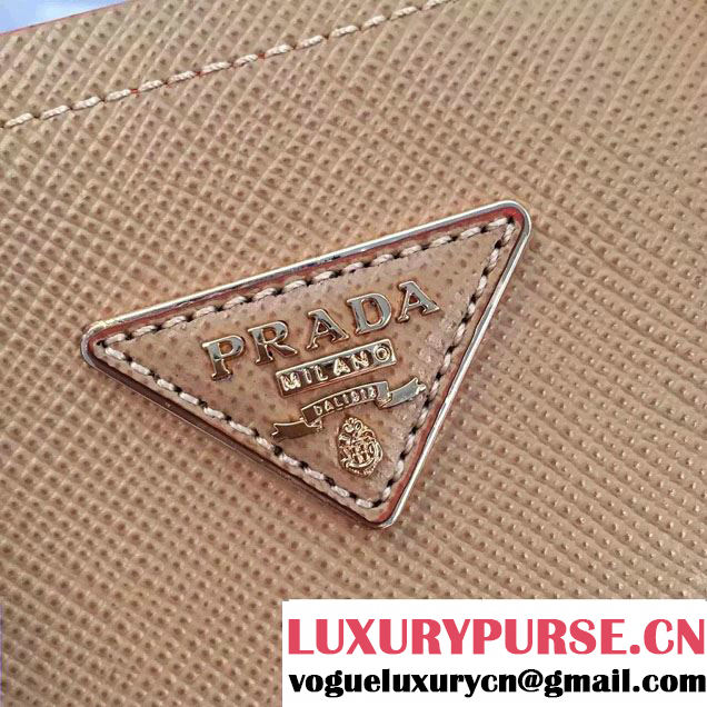 PRADA SAFFIANO CUIR DOUBLE BAG IN APRICOT BN2756