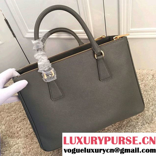 Prada Saffiano Cuir Leather Tote Bag BN1801 dark gray
